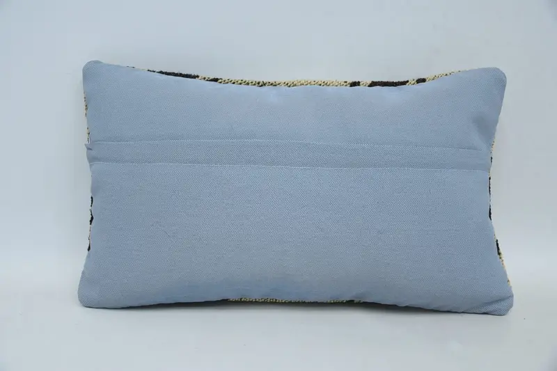 Pillow Cover, Yoga Pillow Cover, Vintage Kilim Pillow, Turkish Kilim Pillow, 12x20 Beige Pillow Cover, Pastel Cushion Cover, Pillow for Couch - 6