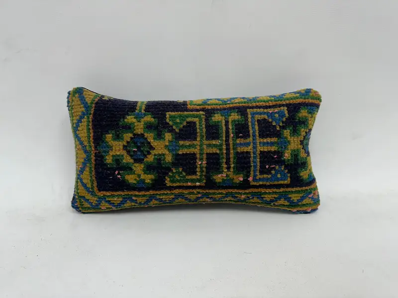 8x16 Blue Pillow, Ethnical Kilim Rug Pillow, Pillow Sham, Wholesale Cushion Cover, Aztec Pillow Cover, Vintage Kilim Pillow, Handmade Kilim Cushion - 1