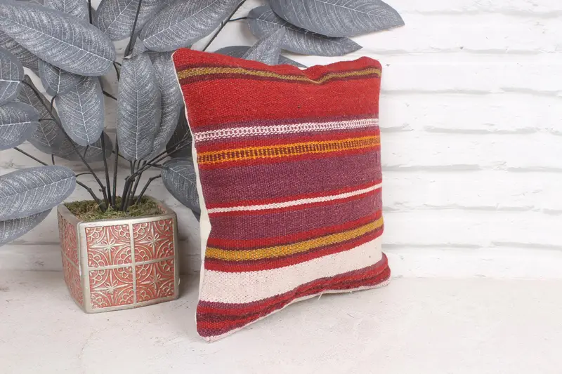 Antique Pillows, Vintage Kilim Pillow Cushion, 12x12 Purple Cushion Cover, Interior Designer Pillow, Pillow Cover, Vintage Pillow - 4