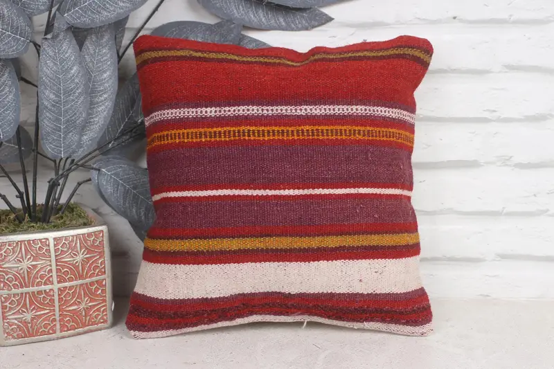 Antique Pillows, Vintage Kilim Pillow Cushion, 12x12 Purple Cushion Cover, Interior Designer Pillow, Pillow Cover, Vintage Pillow - 1