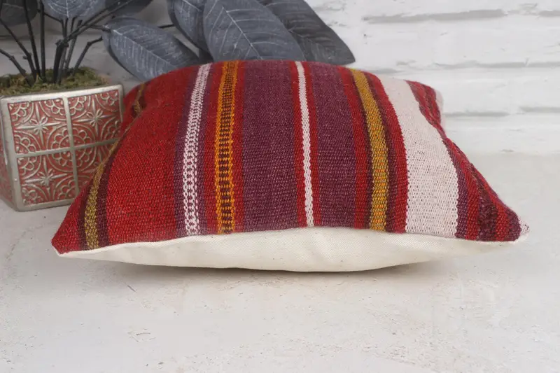 Antique Pillows, Vintage Kilim Pillow Cushion, 12x12 Purple Cushion Cover, Interior Designer Pillow, Pillow Cover, Vintage Pillow - 5