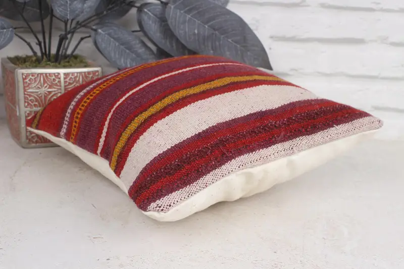 Antique Pillows, Vintage Kilim Pillow Cushion, 12x12 Purple Cushion Cover, Interior Designer Pillow, Pillow Cover, Vintage Pillow - 6
