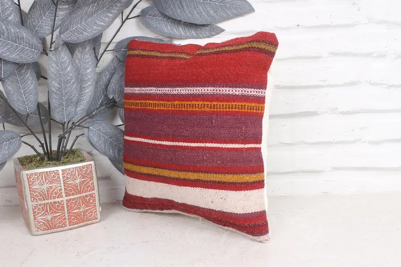 Antique Pillows, Vintage Kilim Pillow Cushion, 12x12 Purple Cushion Cover, Interior Designer Pillow, Pillow Cover, Vintage Pillow - 3