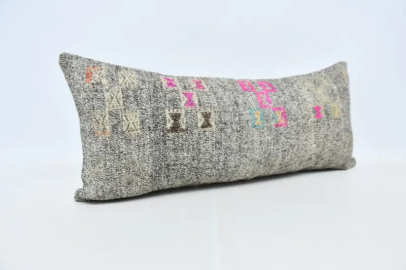 Tapestry Pillow, Pillow for Sofa, Cushion Cover, 16x36 Gray Pillow Case, Kilim Pillow Cover, Boho Pillow Sham Cover, Outdoor Throw Cushion Cover - 3