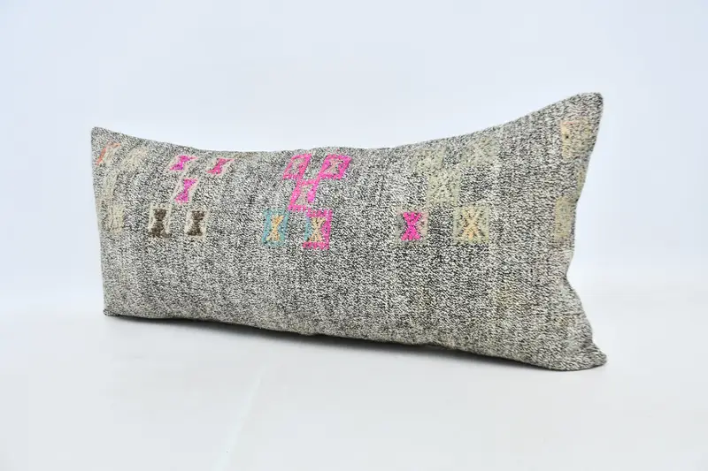 Tapestry Pillow, Pillow for Sofa, Cushion Cover, 16x36 Gray Pillow Case, Kilim Pillow Cover, Boho Pillow Sham Cover, Outdoor Throw Cushion Cover - 4