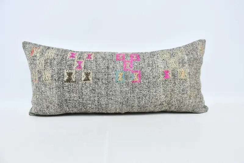 Tapestry Pillow, Pillow for Sofa, Cushion Cover, 16x36 Gray Pillow Case, Kilim Pillow Cover, Boho Pillow Sham Cover, Outdoor Throw Cushion Cover - 1