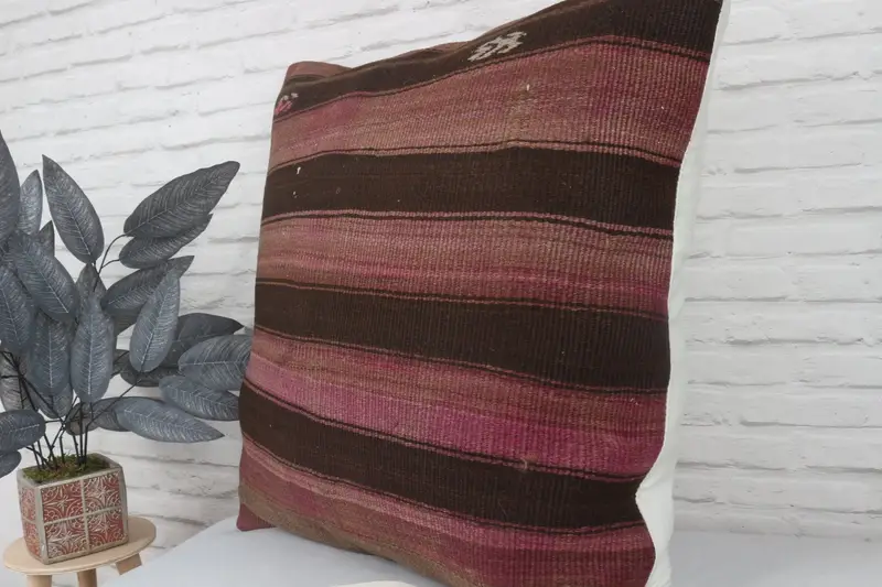 Vintage Kilim Pillow Cushion, 28x28 Purple Pillow, Vintage Pillow, Pillow, Pet Pillow Case, Boho Pillow, Kilim Pillow, Decorative Pillow - 4