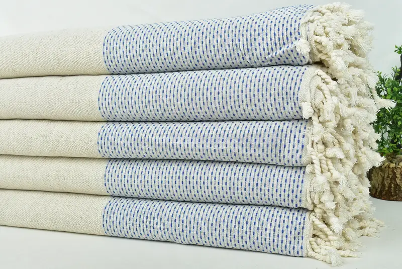 Housewarming Gift, 96x96 Cotton Polka Dot Towel, Woven Throw Blanket, Turkish Beach Blanket, Bridesmaid Gifts, Mother Of The Groom Gift - 3