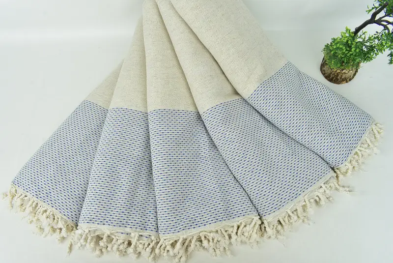 Housewarming Gift, 96x96 Cotton Polka Dot Towel, Woven Throw Blanket, Turkish Beach Blanket, Bridesmaid Gifts, Mother Of The Groom Gift - 4