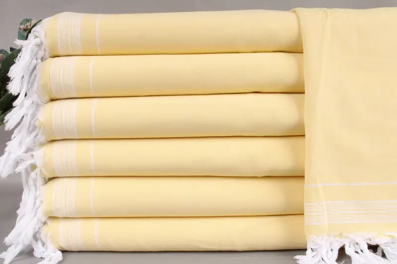 Wholesale Handwoven Yellow Striped Throw Organic Cotton Bedspread, 56x91 Inches