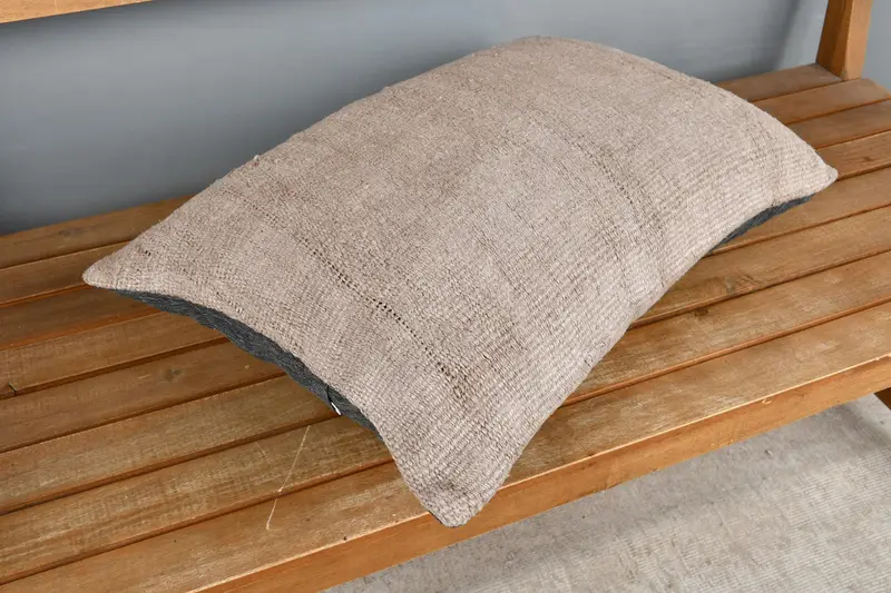 Pillow Cover, Kilim Pillow, 16x24 Brown Cushion, Neutral Throw Cushion Case, Vintage Kilim Throw Pillow, Pillow for Sofa, Turkish Bench Pillow - 2