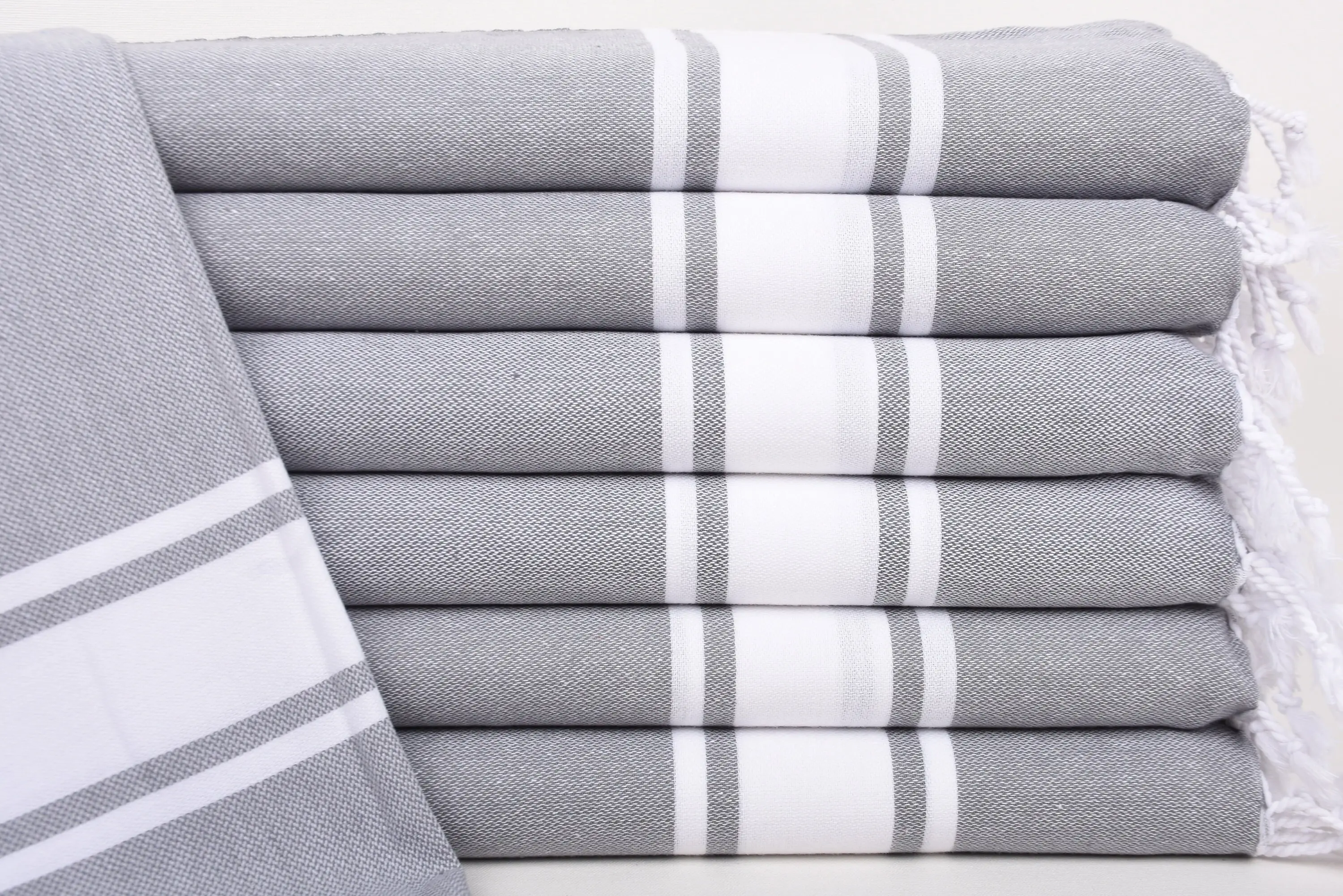 Personalized Dish Towel, Gym Towel, 36x24 Dark Gray Striped Tea Towel - 1
