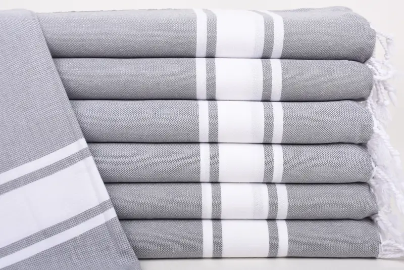 Personalized Dish Towel, Gym Towel, 36x24 Dark Gray Striped Tea Towel