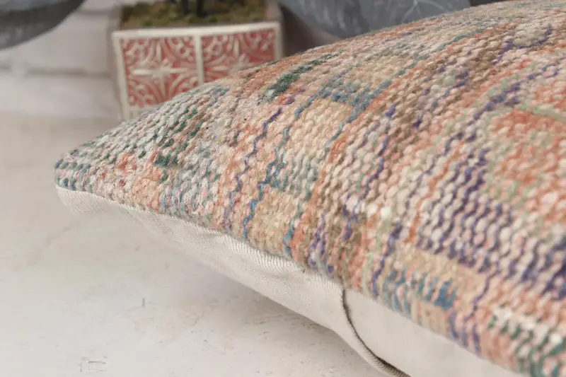 Wool Kilim Pillow Pillow Case, Turkish Pillow, Vintage Kilim Pillow, 14x14 Blue Pillow Sham, Pillow Sham, Handmade Kilim Cushion - 7