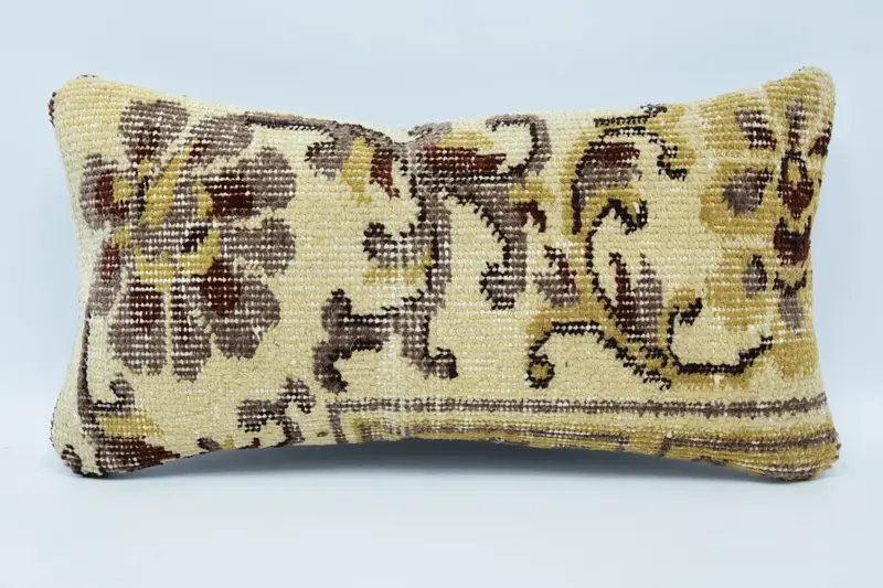 Antique Pillows, Pillow, 8x16 Beige Pillow Cover, Accent Throw Cushion, Vintage Kilim Throw Pillow, Ethnic Pillow Sham, Pillow for Couch - 1