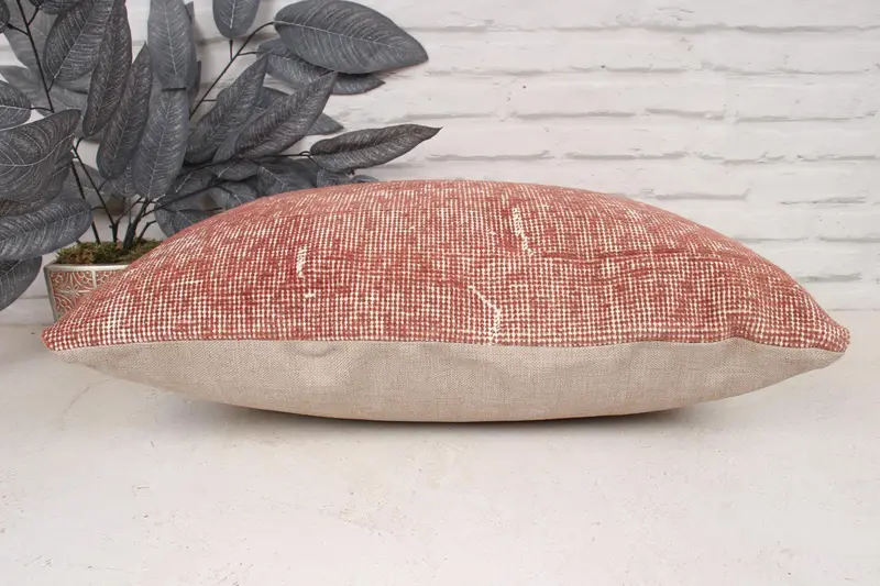 Vintage Kilim Pillow, Crochet Pattern Pillow Cover, 16x24 Orange Pillow, Muted Cushion Case, Pillow for Couch, Throw Kilim Pillow, Pillow Sham - 5