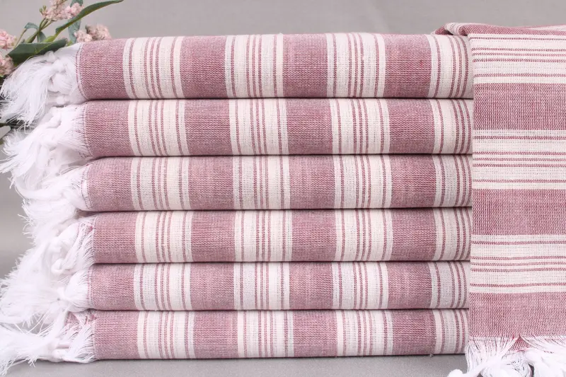 Beach Towel Turkish Cotton Beige Striped, 40x71 Inches