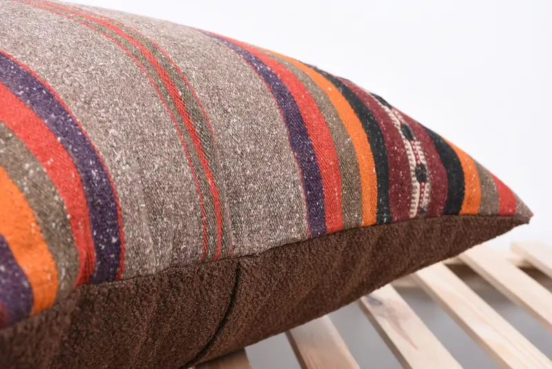 Kilim Cushion Sham, Boho Pillow, Cushion Cover, Boho Pillow Sham Cover, Shabby Chic Pillow, 24x24 Orange Cushion Cover, Seat Cushion - 7