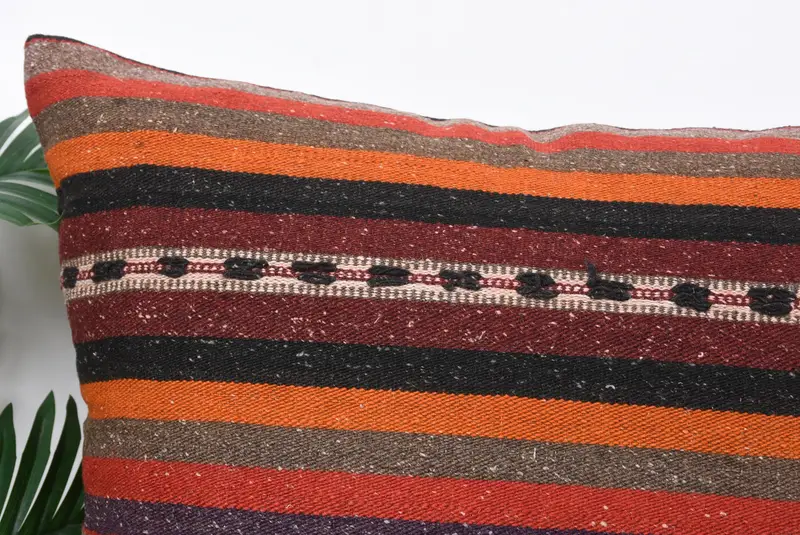 Kilim Cushion Sham, Boho Pillow, Cushion Cover, Boho Pillow Sham Cover, Shabby Chic Pillow, 24x24 Orange Cushion Cover, Seat Cushion - 2