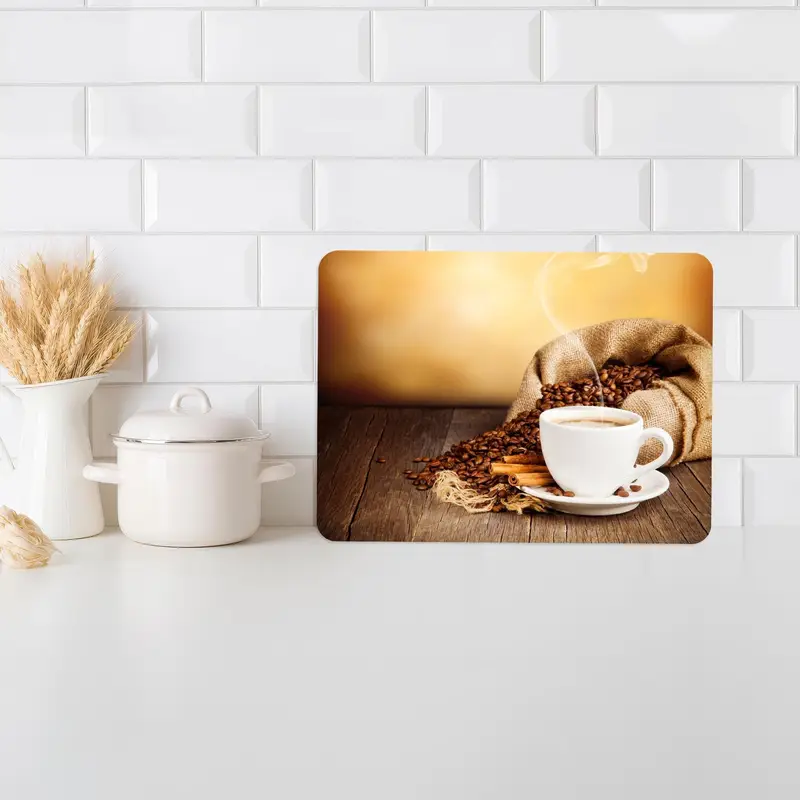 Brown Tempered Glass Cutting Board, Personalized Kitchen Coffee Lover Gift