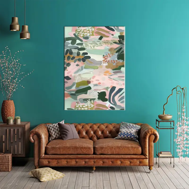 Arte de lona mínima, decoración de arte abstracto, arte de pared moderno, decoración de lienzo boho, obras de arte botánicas, lienzo de hnaging de pared, arte bohemio, decoración de la pared - 3