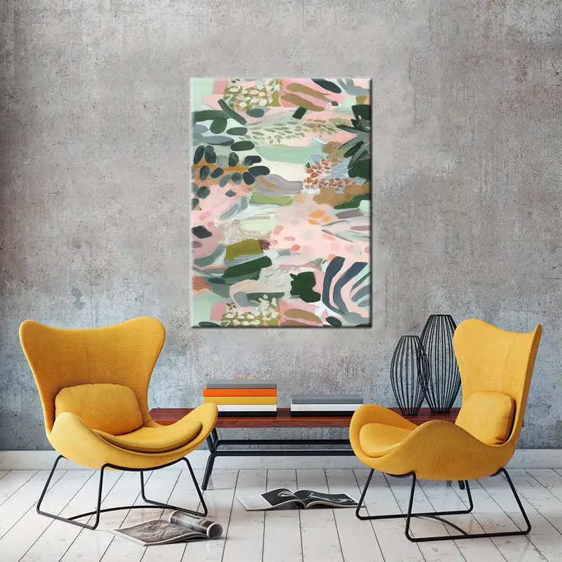 Arte de lona mínima, decoración de arte abstracto, arte de pared moderno, decoración de lienzo boho, obras de arte botánicas, lienzo de hnaging de pared, arte bohemio, decoración de la pared - 2