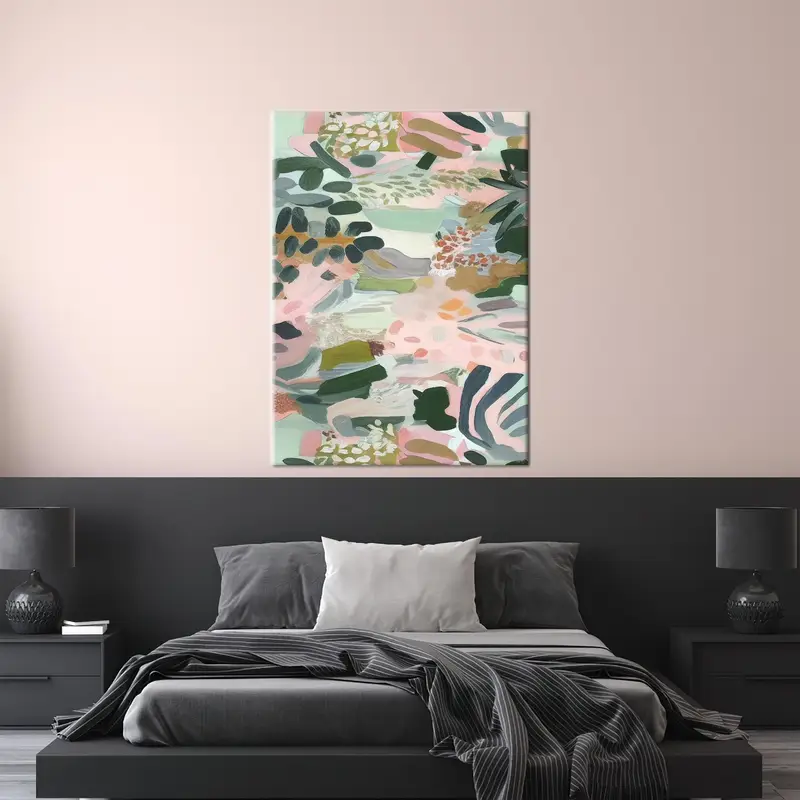 Arte de lona mínima, decoración de arte abstracto, arte de pared moderno, decoración de lienzo boho, obras de arte botánicas, lienzo de hnaging de pared, arte bohemio, decoración de la pared - 1