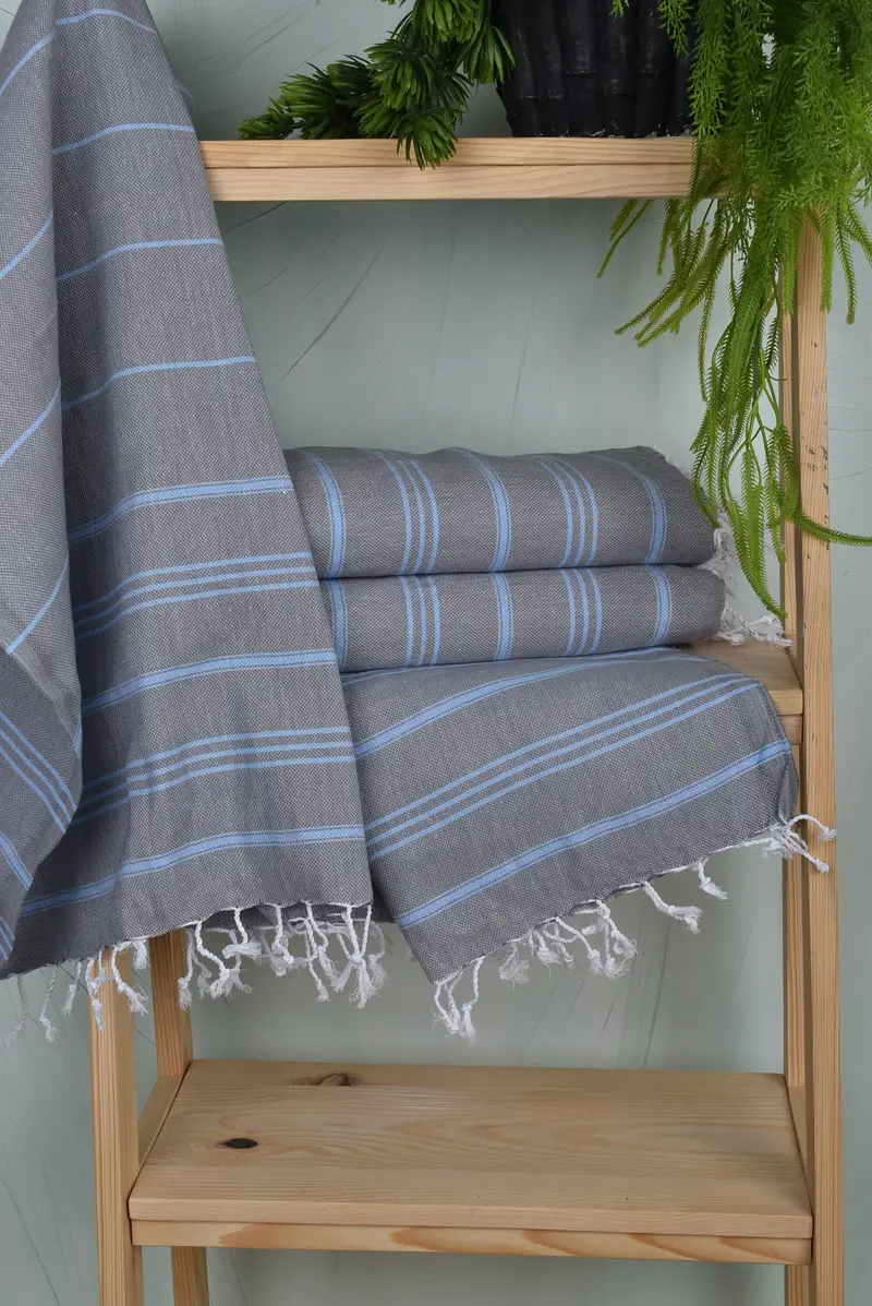 Turkish Tea Towel, Monogrammed Hand Towel, Welcome Wedding Gift, 40x24 Cotton Striped Towel, Decorative Towel, Guest Towel, Bathroom Towels - 6