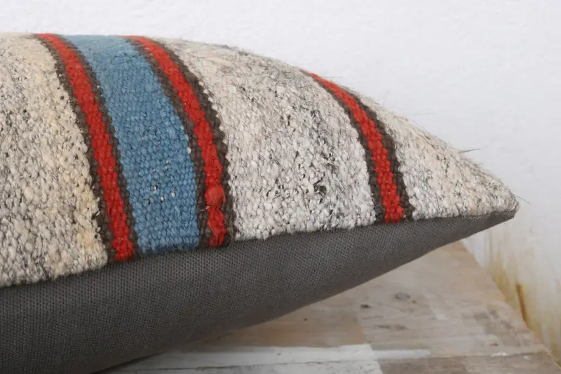 Comfy Throw Cushion Case, Boho Pillow Sham Cover, Cushion Case, Antique Pillows, Authentic Cushion Cover, Kilim Pillow, 12x24 Orange Pillow Case - 6