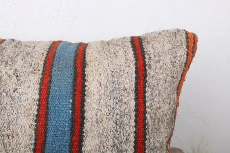 Comfy Throw Cushion Case, Boho Pillow Sham Cover, Cushion Case, Antique Pillows, Authentic Cushion Cover, Kilim Pillow, 12x24 Orange Pillow Case - 5