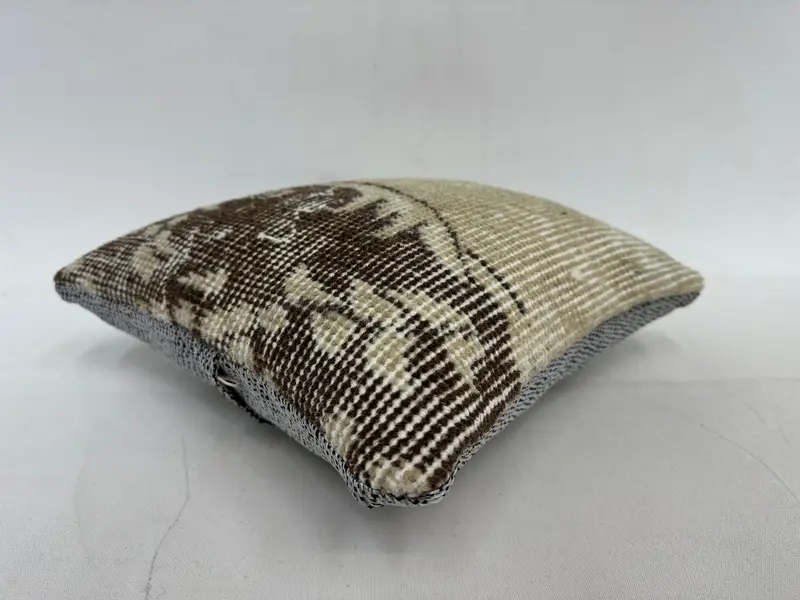 Turkish Pillow, Vintage Kilim Pillow, Decorative Bolster Pillow, Kilim Pillow, Cushion Case, 12x12 Beige Pillow Case, Pattern Throw Cushion Cover - 6