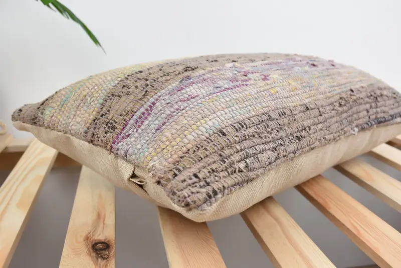 Handmade Kilim Cushion, Decorative Bolster Pillow, Gift Pillow, 12x20 Beige Cushion Case, Boho Pillow, Decorative Cushion Cover, Pillow Sham - 6