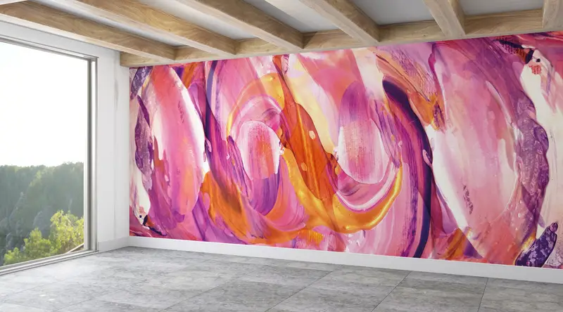 Contemporary Wall Poster,Modern Mural,Bright Wall Paper,Colorful Mural,Modern Wall Paper,Paper Wall Art ,Modern Wall Art, - 1