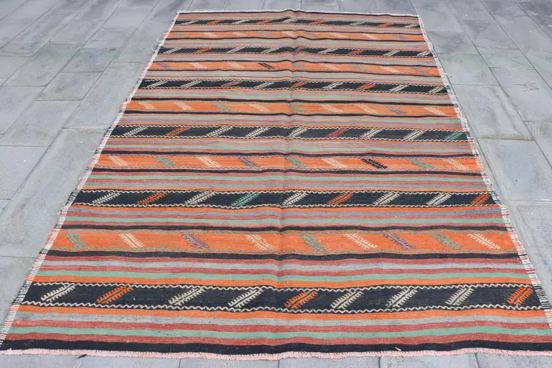 Canlı Turuncu İran Halısı, 6x9,1 ft Zarif Dekor