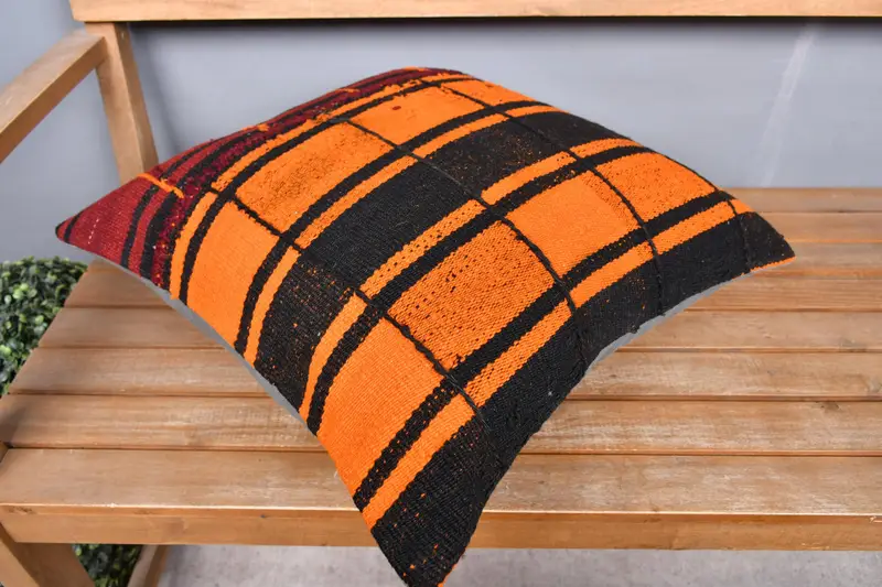 Cushion Cover, Vintage Pillow, Home Decor Pillow, Turkish Kilim Pillow, 20x20 Brown Pillow Sham, Decorative Bolster Pillow Case - 2