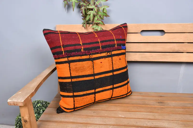 Cushion Cover, Vintage Pillow, Home Decor Pillow, Turkish Kilim Pillow, 20x20 Brown Pillow Sham, Decorative Bolster Pillow Case - 1