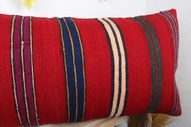 Pillow Case, Home Decor Pillow, Antique Pillows, Shabby Chic Cushion, Kilim Rug Cushion Cover, 16x36 Red Pillow Cover, Interior Designer Pillow - 5