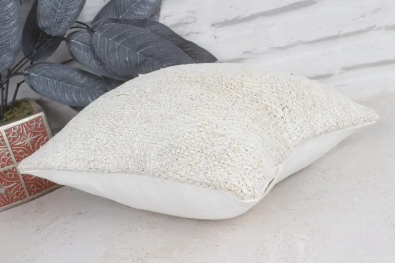 12x12 Beige Pillow Sham, Gift Pillow, Boho Pillow, Decorative Bolster Pillow, Cushion Cover, Outdoor Throw Pillow, Kilim Pillow - 6