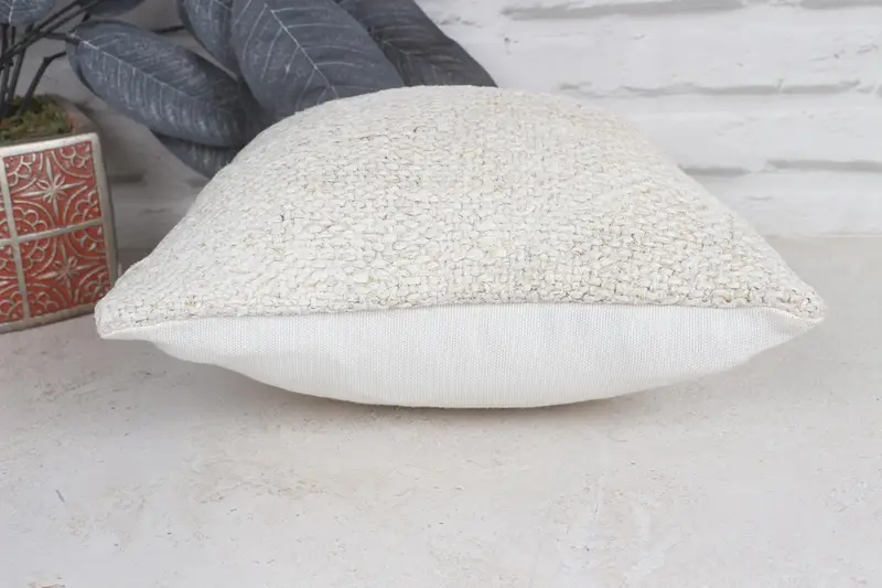 12x12 Beige Pillow Sham, Gift Pillow, Boho Pillow, Decorative Bolster Pillow, Cushion Cover, Outdoor Throw Pillow, Kilim Pillow - 5