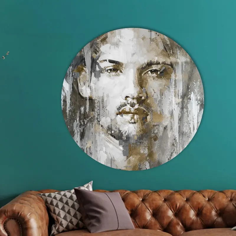 Goldenes Gesicht, abstrakte Porträt-Leinwand: Elegante Männergesichtskunst