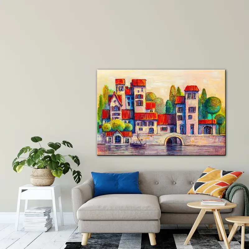 Living Room Wall Decor, Interior Decor, Canvas Wall Art, Home Decor, Abstract City Poster, Office Wall Decor, Modern Wall Art, Trendy Canvas - 1