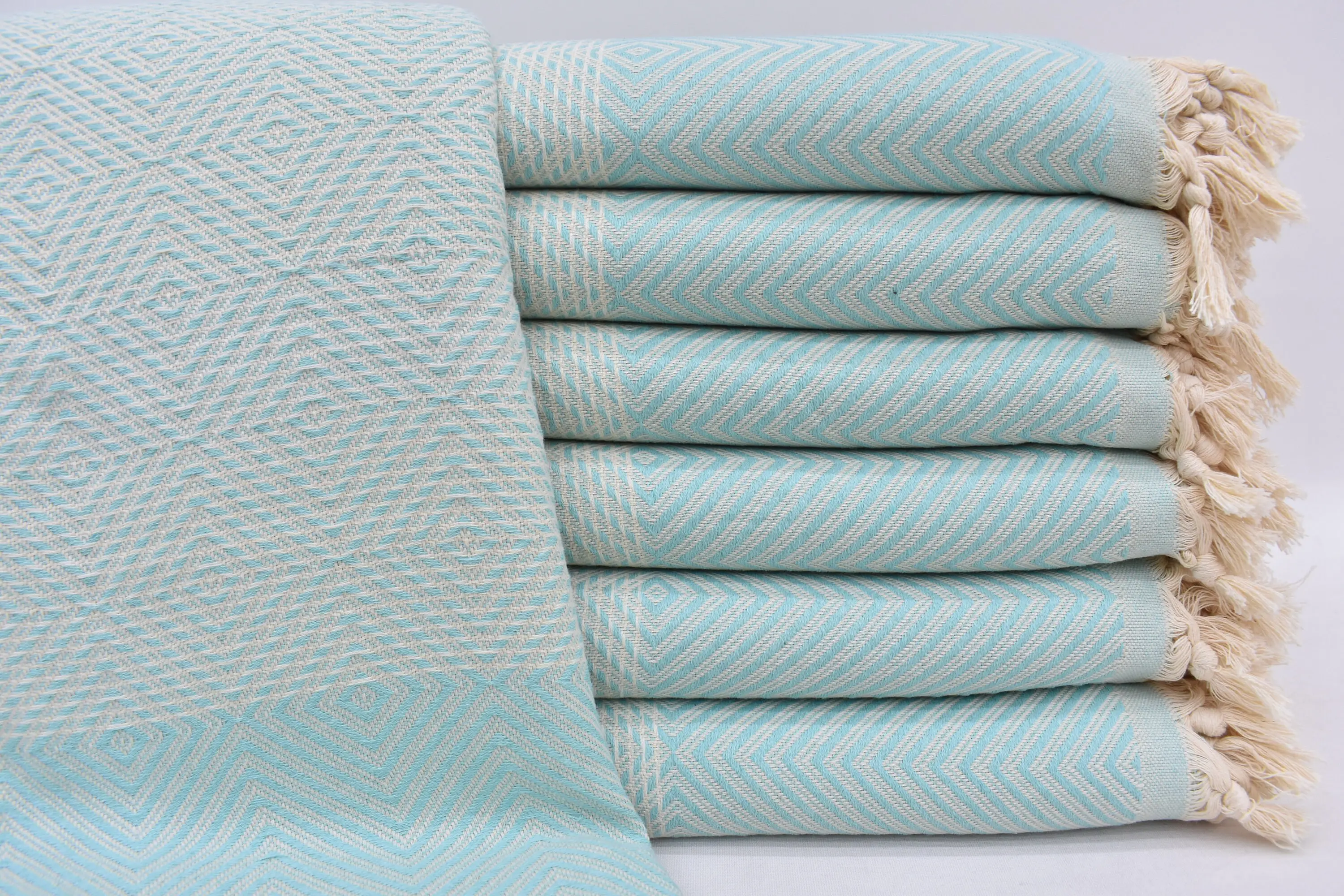 Monogram Beach Blanket, 91x79 Mint Diamond Blanket, Turkish - 1