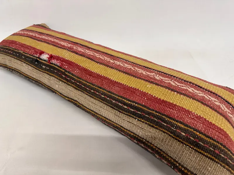 Throw Kilim Pillow, Nomadic Cushion Cover, Vintage Pillow, Authentic Pillow, Pillow Cover, 12x36 Red Pillow, Kilim Pillow Cover, Seat Pillow Sham - 6