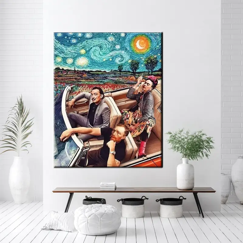 Frida Kahlo, Salvador Dali, Vincent Van Gogh Sanat, Pop Art Canvas, Bir Zamanlar Bir Zamanlar Sanat, Banksy Starry Night, Ünlü Sanatçı, Modern Baskı Sanatı - 2