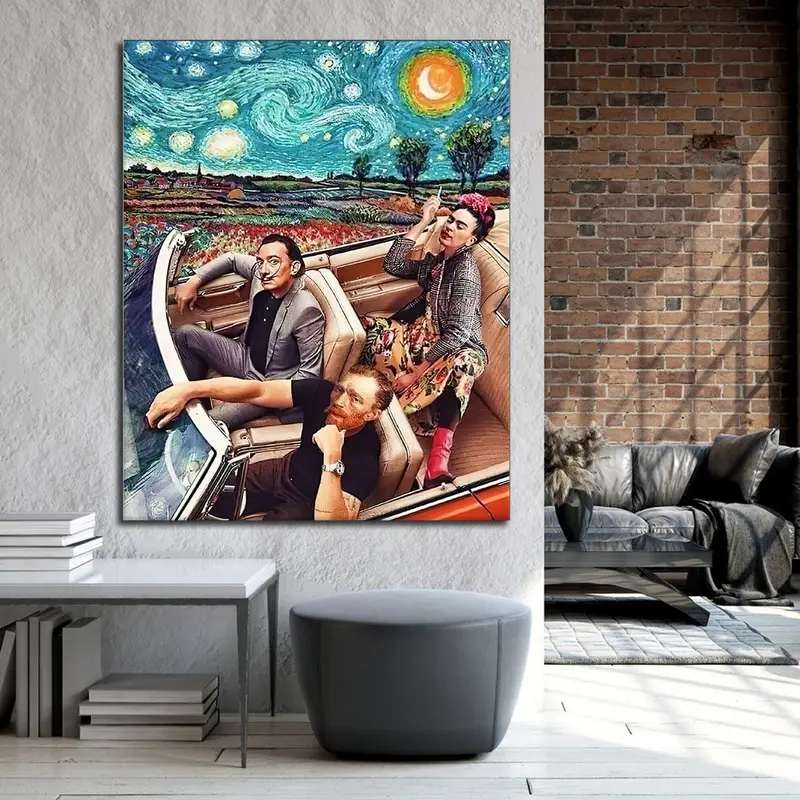 Frida Kahlo, Salvador Dali, Vincent Van Gogh Sanat, Pop Art Canvas, Bir Zamanlar Bir Zamanlar Sanat, Banksy Starry Night, Ünlü Sanatçı, Modern Baskı Sanatı - 5