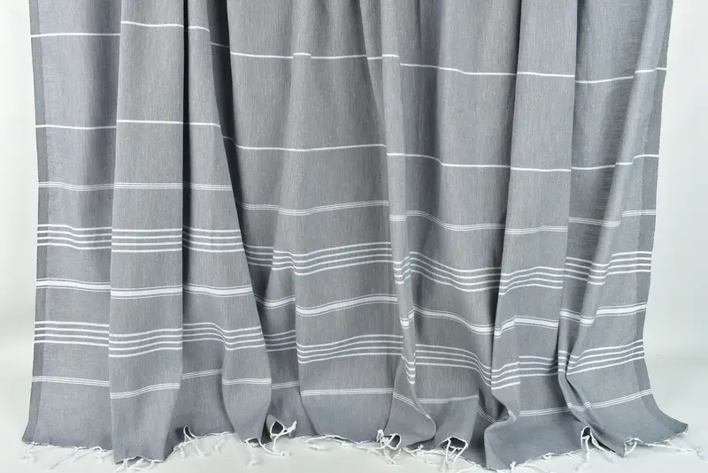Bridal Shower Gift, Turkish Cotton Throw Blanket, Woven Blanket, 96x80 Cotton Striped Towel, Custom Beach Blanket, Tablecloth, Decorative Bedspread - 8