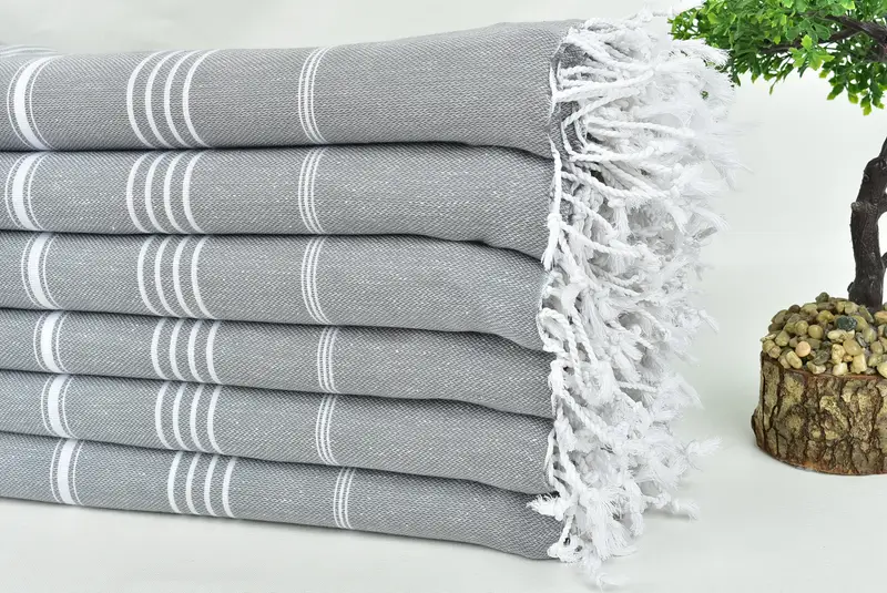 Bridal Shower Gift, Turkish Cotton Throw Blanket, Woven Blanket, 96x80 Cotton Striped Towel, Custom Beach Blanket, Tablecloth, Decorative Bedspread - 3