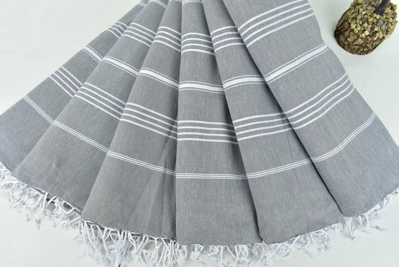 Bridal Shower Gift, Turkish Cotton Throw Blanket, Woven Blanket, 96x80 Cotton Striped Towel, Custom Beach Blanket, Tablecloth, Decorative Bedspread - 4