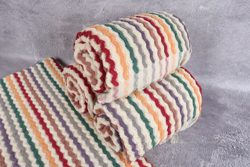 Turkish Towel Set, Quick-dry towel, Beach Towel Bulk, Bridal Party Gifts, 70x40 Cotton Pom Pom Zigzag Design Towel, Sand-resistant towel - 7
