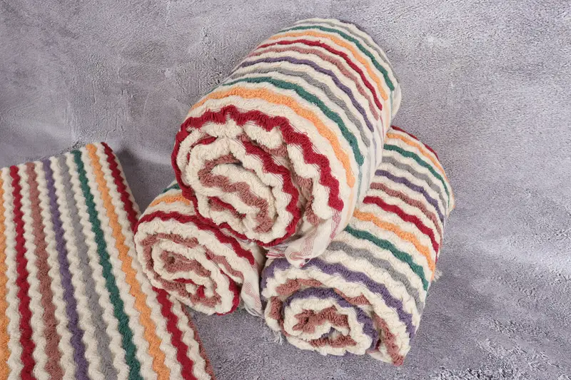 Turkish Towel Set, Quick-dry towel, Beach Towel Bulk, Bridal Party Gifts, 70x40 Cotton Pom Pom Zigzag Design Towel, Sand-resistant towel - 8